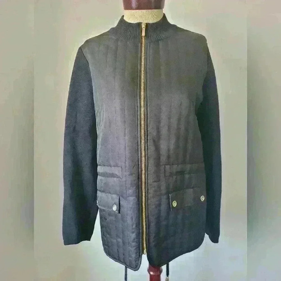 Jones New York sweater  jacket with cotton back and sleeves. Size medium. - Picture 6 of 10